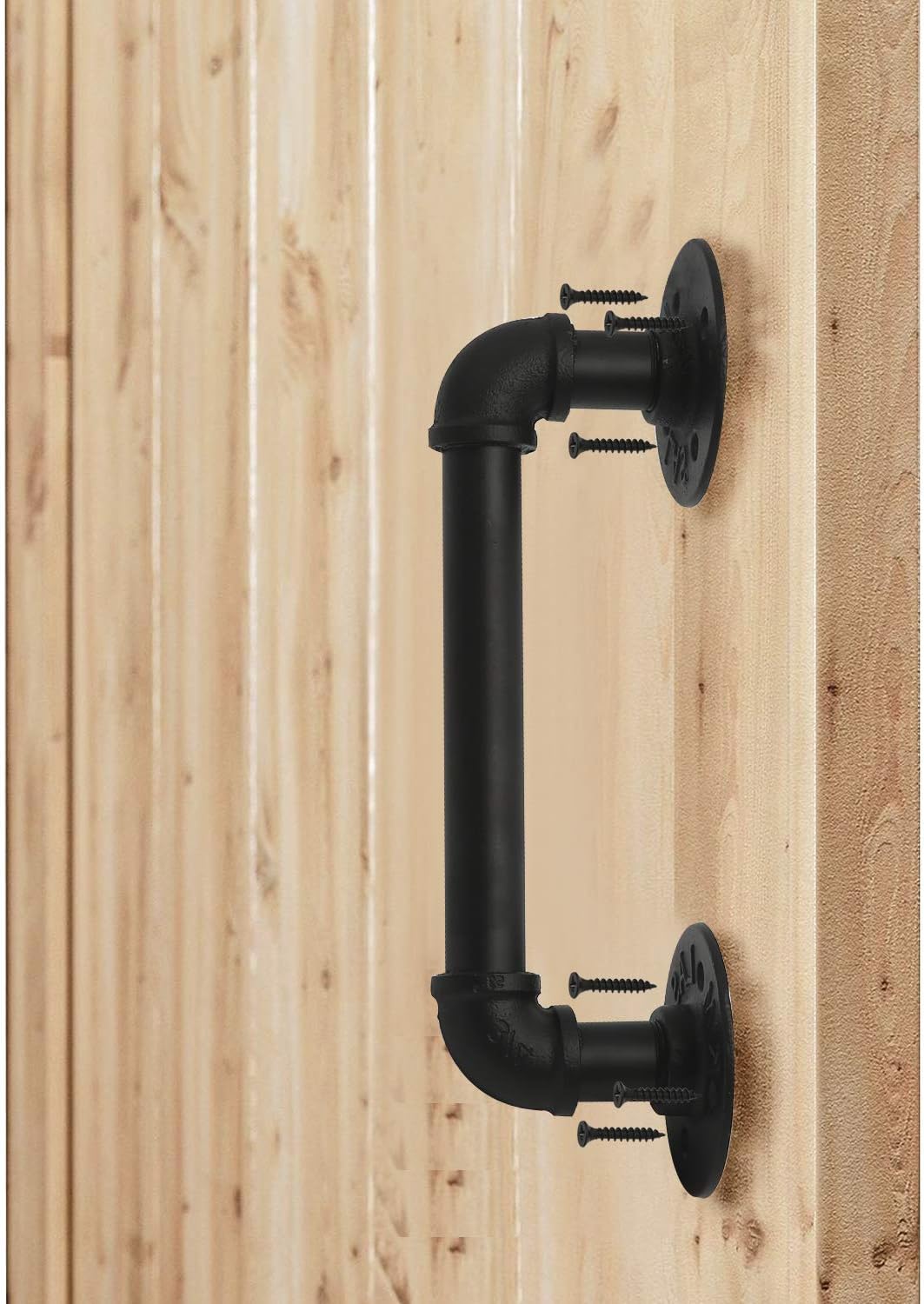 Buy HighFree 12 inch Industrial Retro Cast Iron Pipe Door Handle, Black