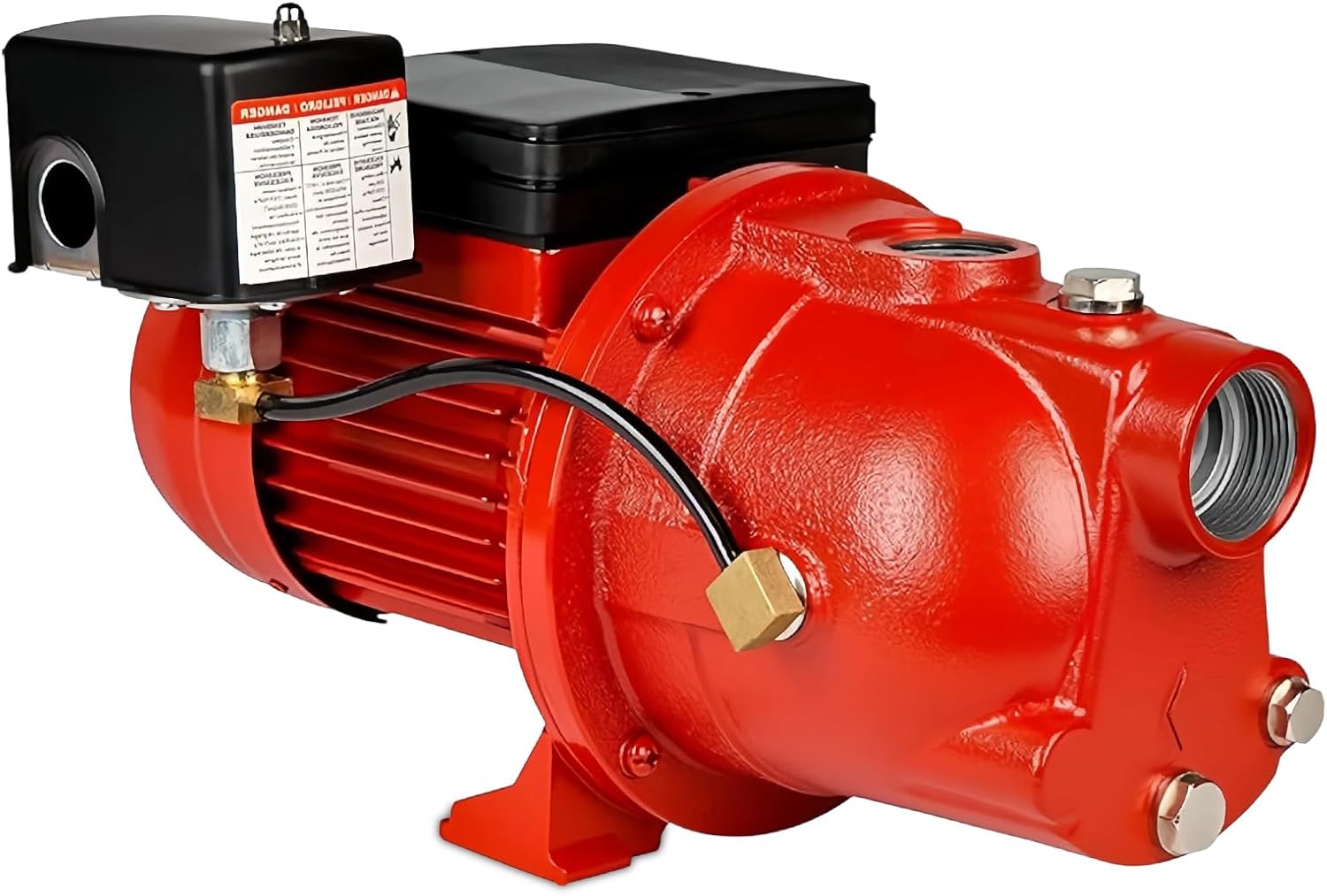 3/4HP Shallow Well Jet Pump, 115V/230V 13 GPM Dual Voltage Cast Iron Self-Priming Pump, 30-50 PSI Shallow Well Jet Pump, Red 97080701