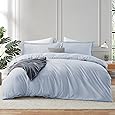 Nestl Ice Blue Duvet Cover Queen Size - Soft Double Brushed Queen Duvet Cover Set, 3 Piece, with Button Closure, 1 Duvet Cover 90x90 inches and 2 Pillow Shams