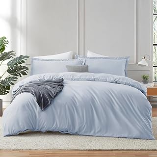 Hearth & Harbor Ice Blue Duvet Cover Full Size, 3 Piece Bedding Set