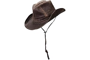 Dorfman Hat Co. Men's Cotton Outback Hat with Chin Cord and Indiana Jones Hat Band