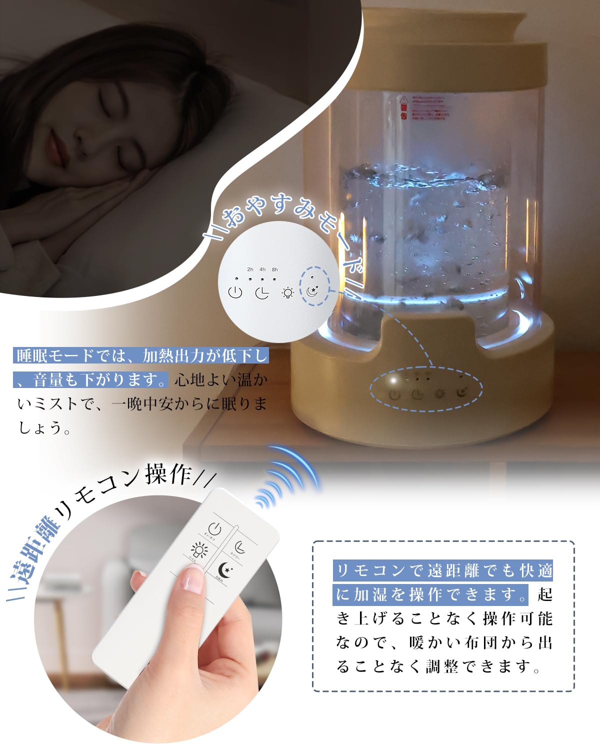 【ほぼ新品】Sugeko 加湿器 スチーム式 3L大容量 LEDライト Amazon.co.jp: 加湿器 スチーム式 加熱式 【2025冬新登場 100℃高温除菌