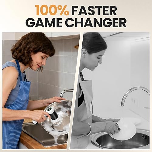 Miniatura 2 de Cepillo eléctrico de limpieza de baño, limpiador giratorio inalámbrico, resistente al agua, IPX7 con 6 cabezales de cepillo reemplazables para