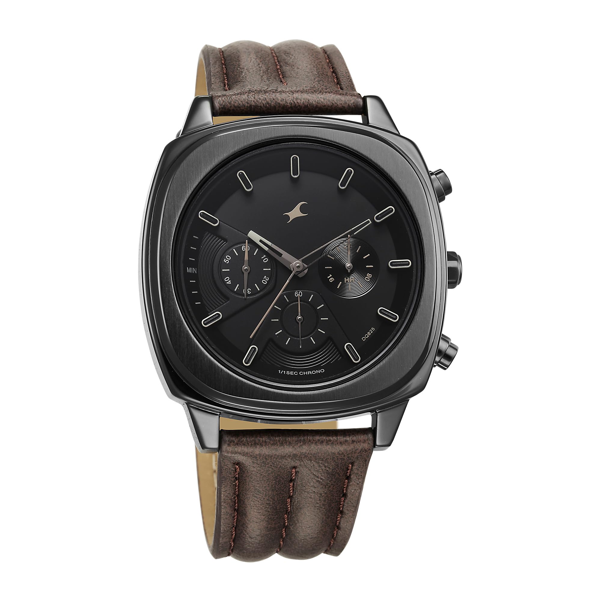 fastrack Kronos Chronograph Black Dial Brown Leather Strap Watch for Guys/NT3319NL01-picture-22