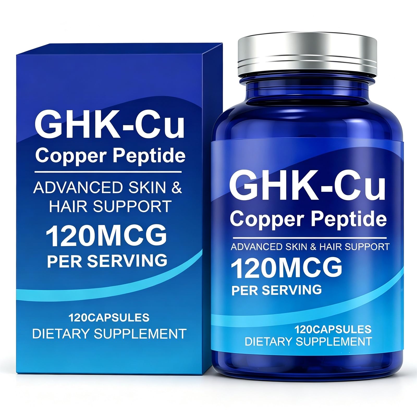 GHK-Cu Copper Peptide Gélules, 120MCG par Portion, 120 Capsules