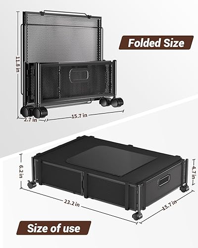 Miniatura 8 de Almacenamiento debajo de la cama con ruedas, cajón de almacenamiento plegable debajo de la cama con tapa y cremallera, contenedor de metal rodante