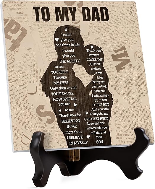 Dad Gifts - Dad Gifts from Son, Engraved Acrylic Heart Plaque Gifts for Dad, Dad Birthday Gifts, Valentines Day Gifts for Dad, Men, Birthday Anniversary Father's Day Gifts for Dad
