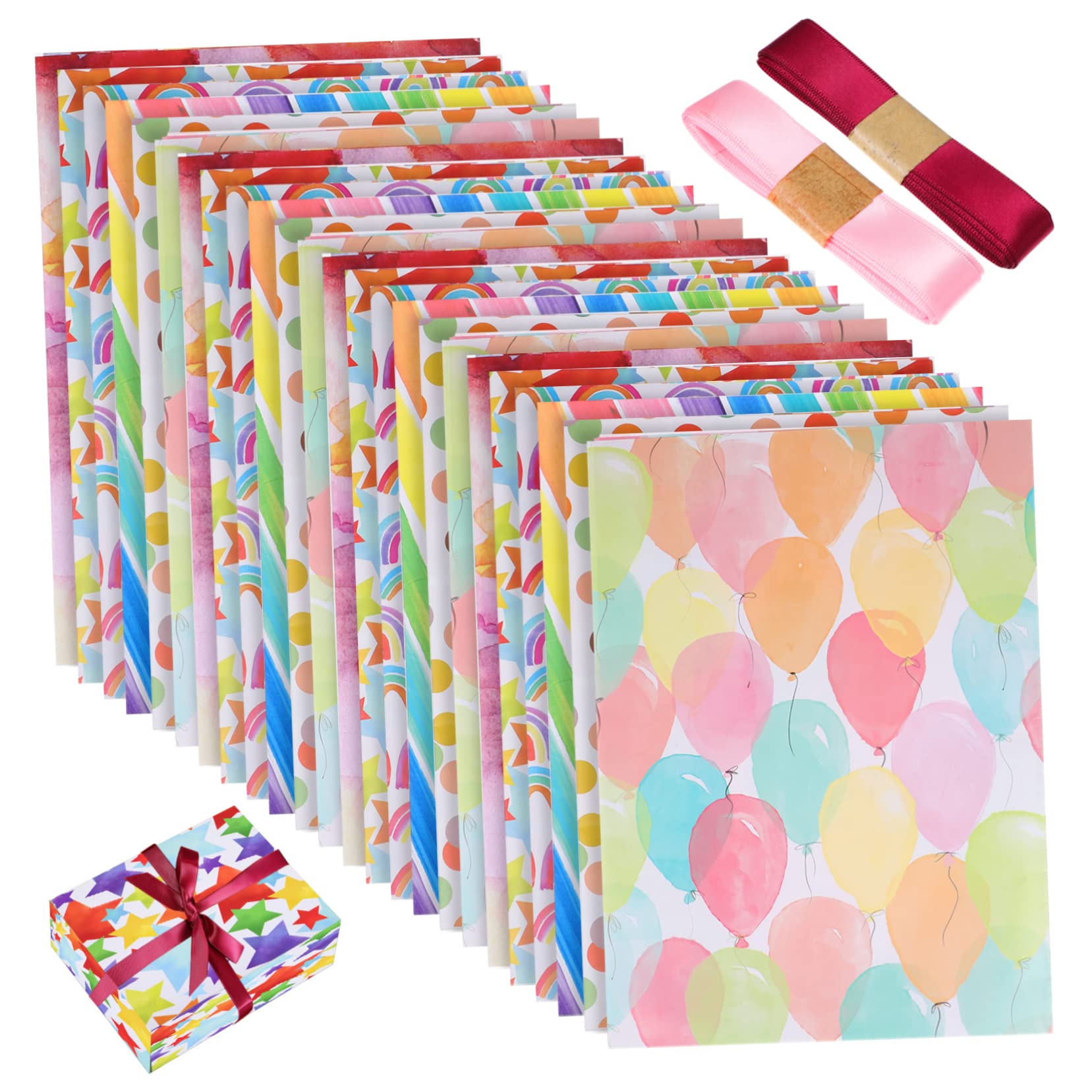 Tofficu Carta da Regalo per Compleanno con Nastrini, Facile da Tagliare e Usare, Non Si Strappa Facilmente, per Bouquet e Feste