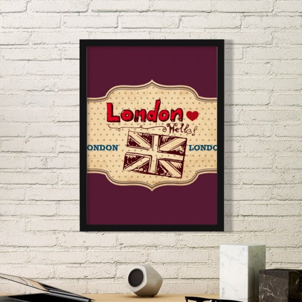 Cadeau souvenir de Londres cadre photo Union Jack en bois noir miniature