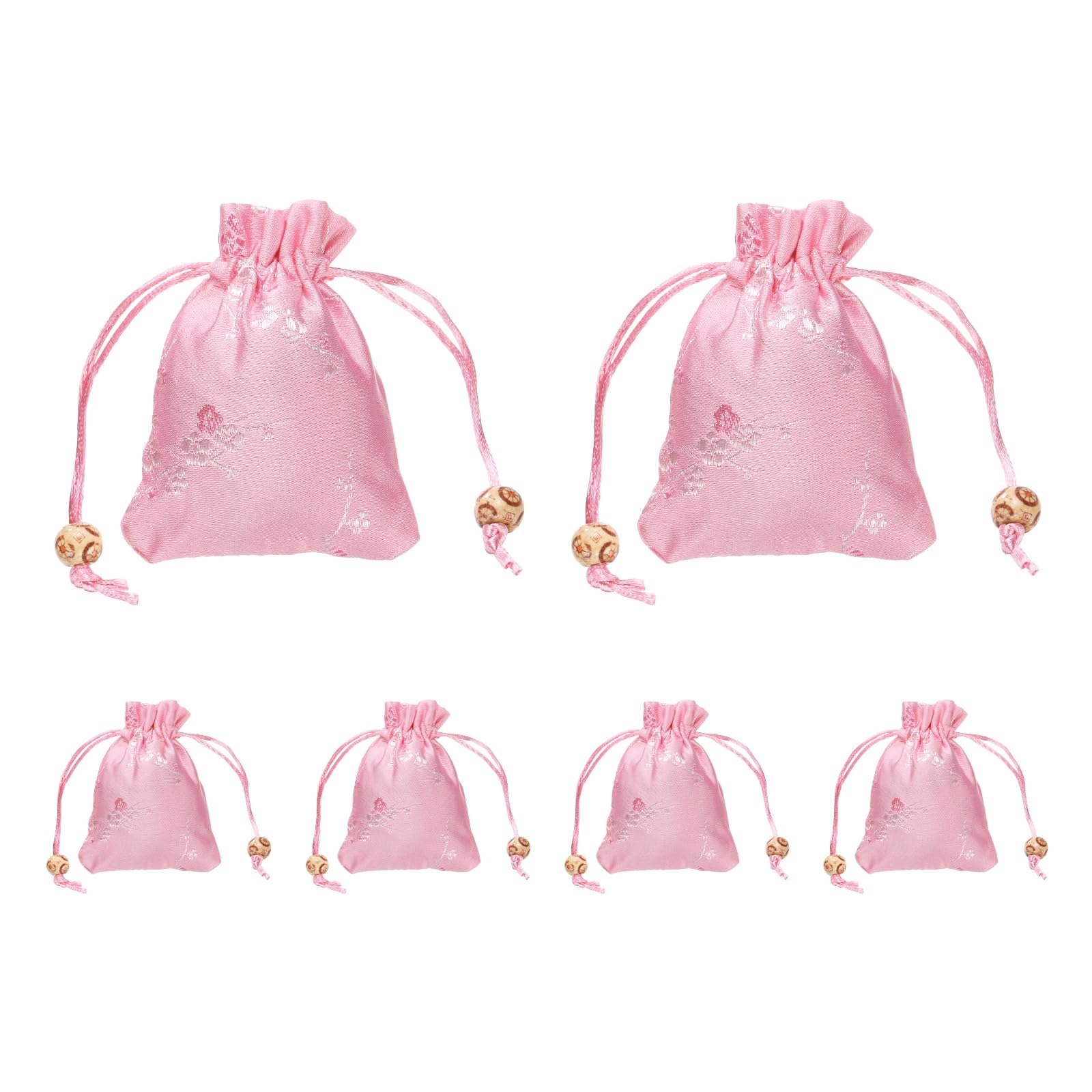 PATIKIL Silk Drawstring Bag, (3 x 4 Inch, Pink) (6 Pcs), Embroidered Satin Gift Bags Wedding Favor Pouch with Drawstring, Suit for - Jewelry/Candy/Christmas Party/Birthday Gift — image 1