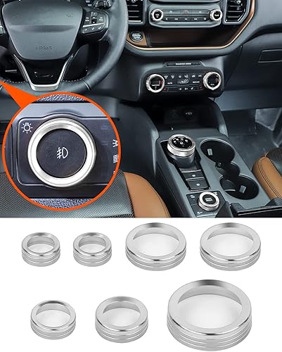 Miniatura 112 de Savadicar CKT01 Billet - Juego de molduras de perilla de control de aluminio, faros/4WD/HVAC, biseles de anillo de perilla de control climático, Rojo