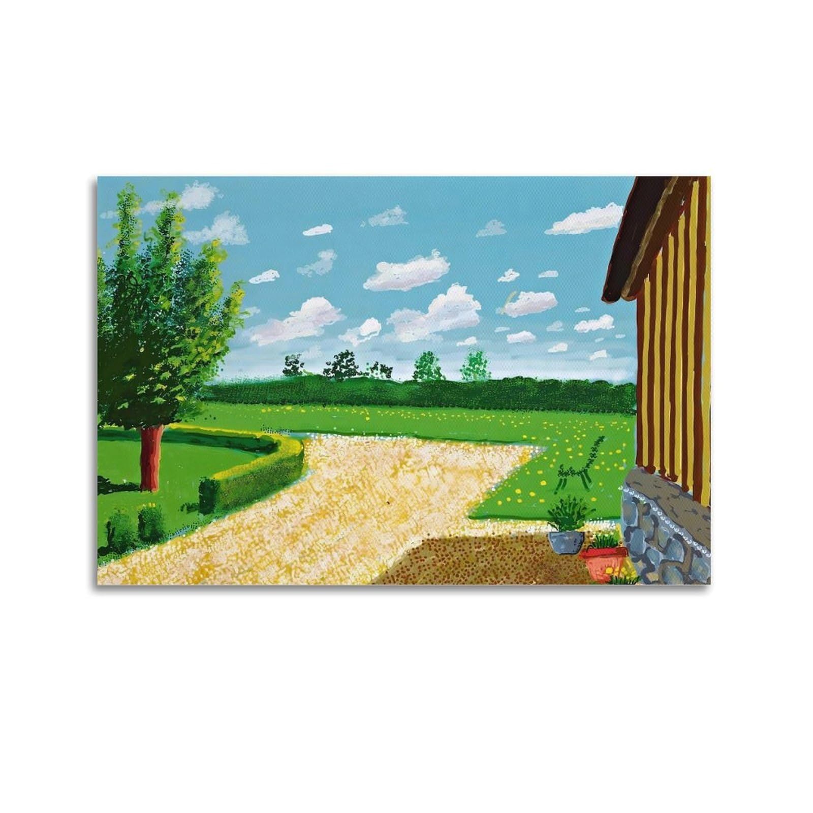 Jocrynsi Unframe-Style David Hockney Vintage Abstract Wall Art Beige Posters Aesthetic Canvas Wall Art Print Home Decor For Bedroom Living Room12x18inch(30X45cm)