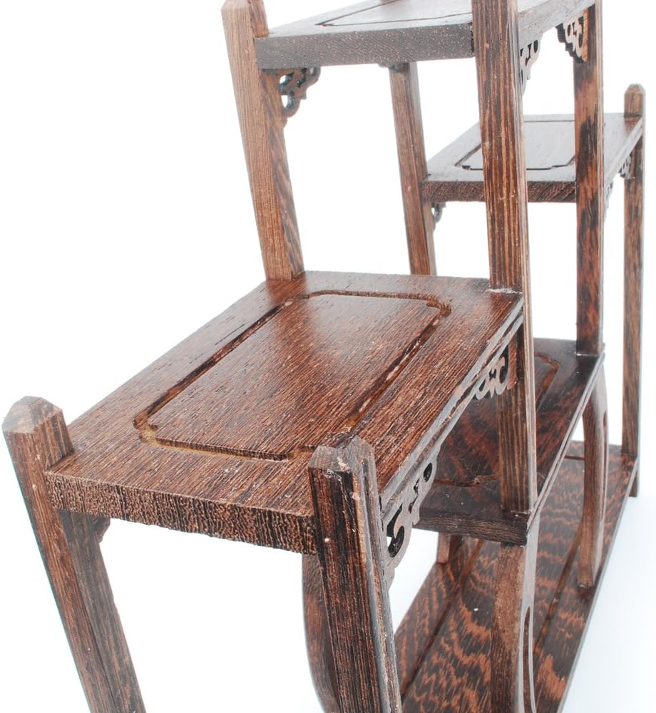 NWFashion Chinese Wooden Assemble Display Stand Symmetric Short Floor Curio Cabinets Shelf (3)