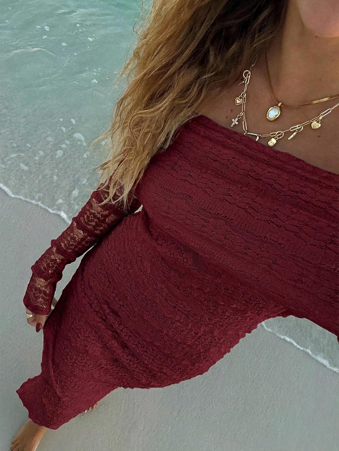 Verdusa Women's Floral Lace Off The Shoulder Wedding Guest Dress Spring Fall Bodycon Maxi Cocktail Dresses Date Night Outfits - Image 4