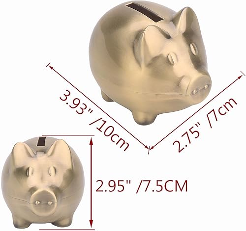 Miniatura 7 de K COOL Hucha pequeña vintage creativa de aleación de metal con dibujos animados, banco de monedas, caja de ahorro de monedas de cerdo centavo con