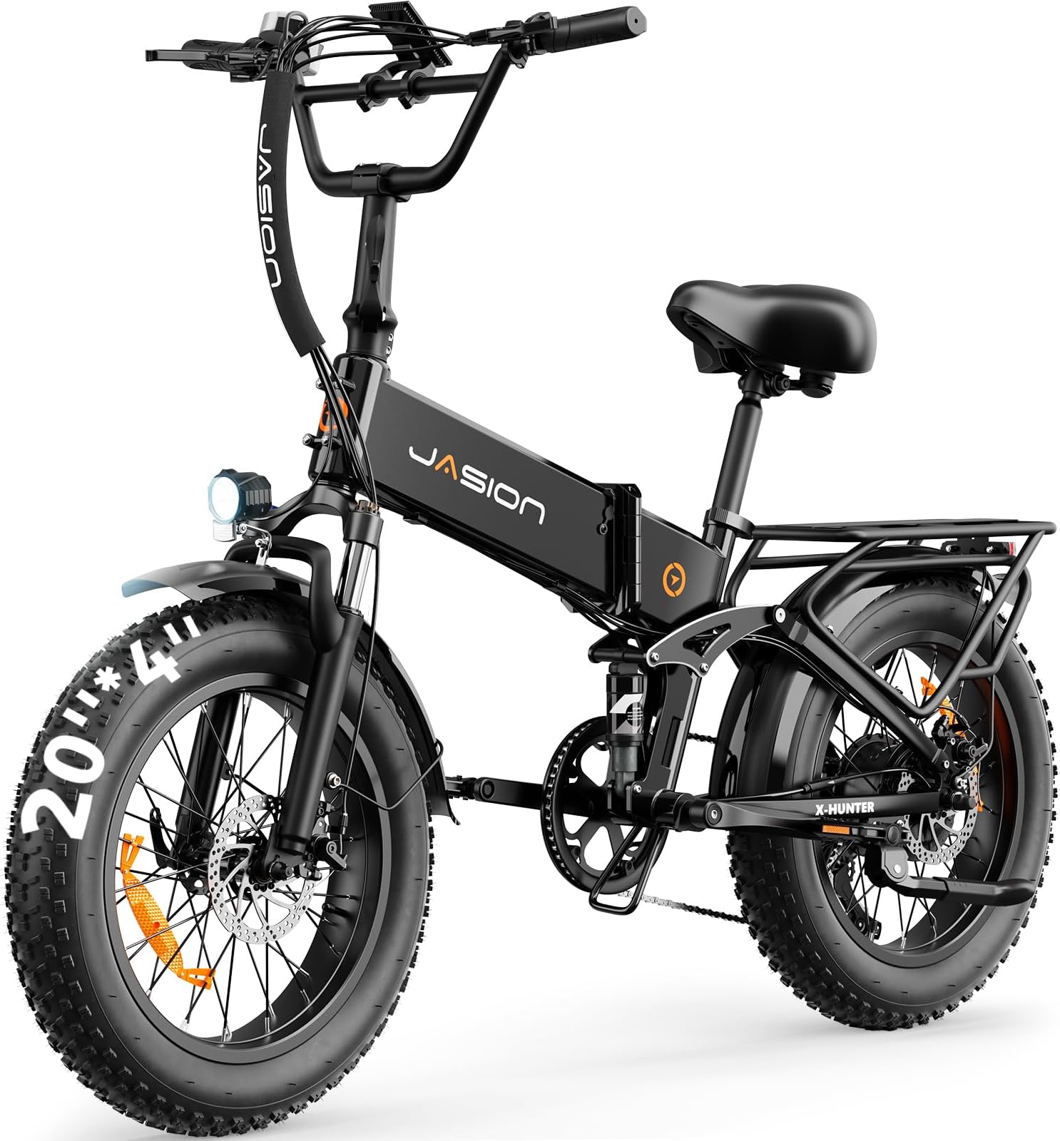 Jasion X Hunter/PRO Electric Bike for Adults,1800W/1400W Peak 20''Fat Tire Foldable Ebike,Folding E Bike Up to 80/70 Miles Range,720/624WH Removable Battery,30 MPH E Bike,Certified by UL2849
