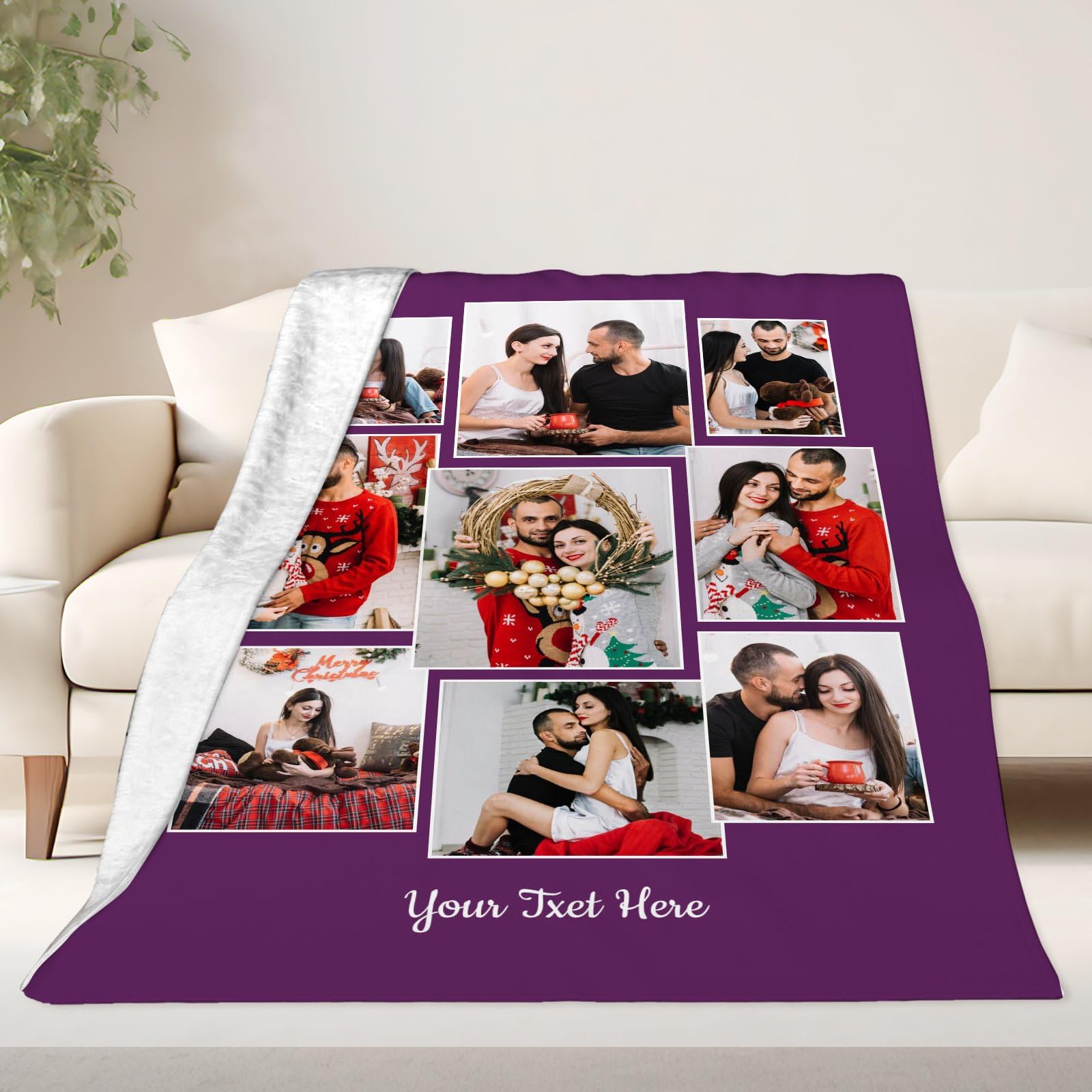 Manta familiar personalizada con 9 fotos/texto, manta personalizada para amigos, Navidad, Halloween, cumpleaños, boda, día de San Valentín, regalos personalizados para mujeres y hombres