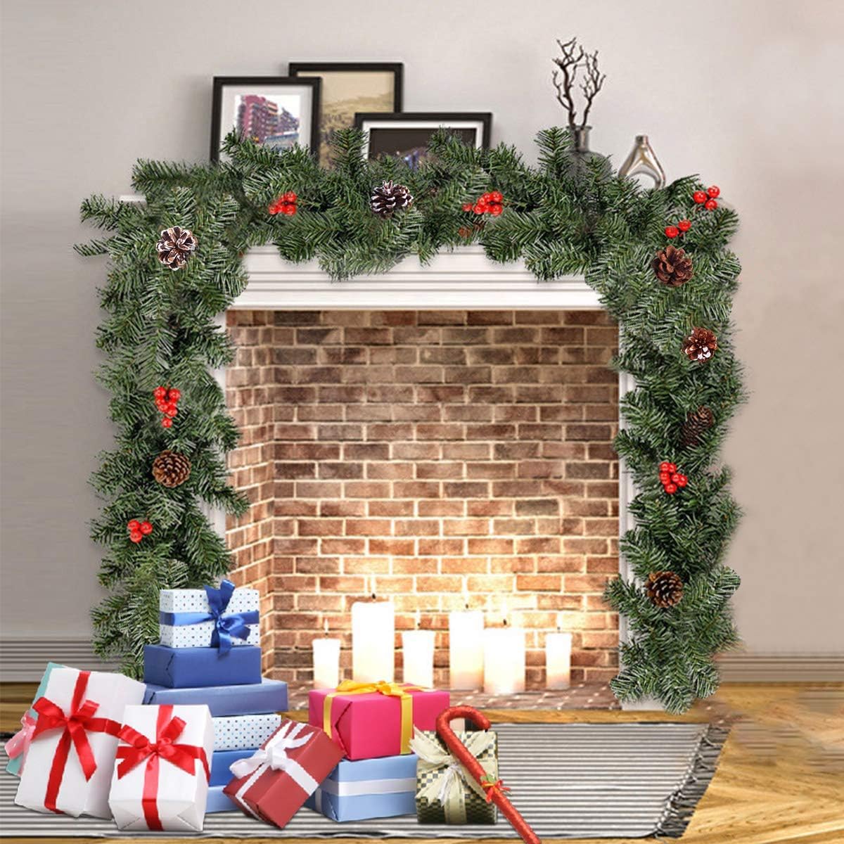 FKL Design 90 m Weihnachtsgirlande, künstliche, Weihnachtsdeko, Künstliches Tannengrün, Weihnachten, Christmas Garland, Grün