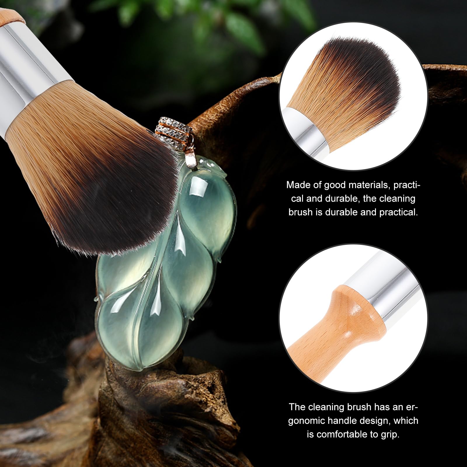 Beaupretty Cepillo de polvo con mango de madera para figuritas, modelos y estatuas, cepillo de limpieza esencial para instrumentos musicales y coleccionables, limpiador de modelos y estatuas