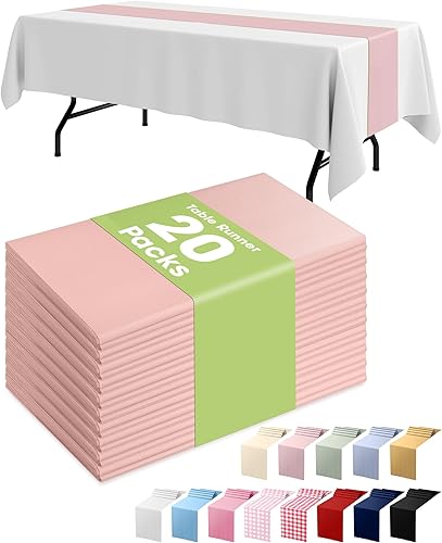 Miniatura 21 de Pureegg Caminos de Mesa de Plástico Dorado - Paquete de 10, 14'' x 108'', Resistente al Agua y Desechable, Decoraciones Centrales para Mantel, Boda