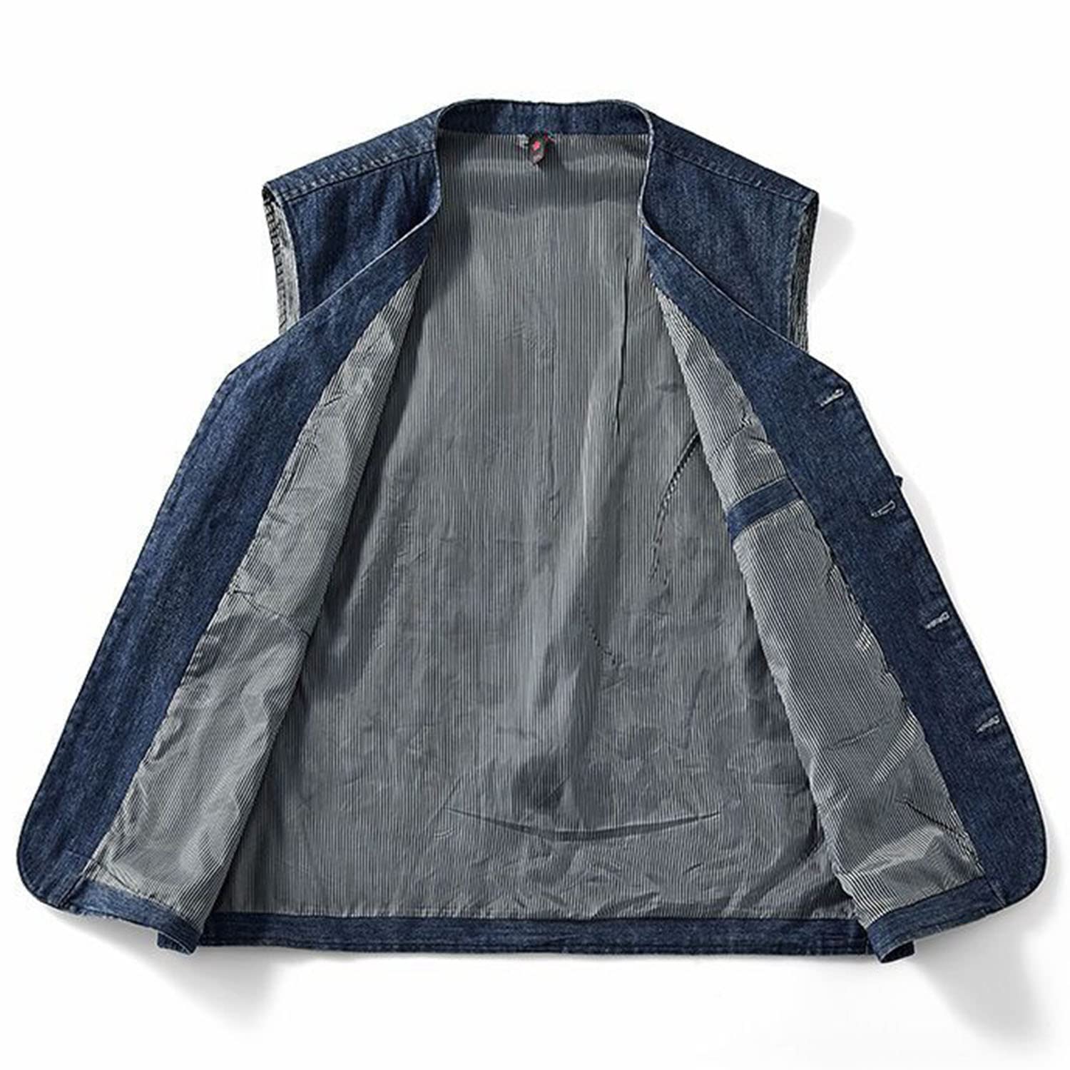 Chaleco Hombre Primavera Y Otoño Chaleco Vaquero Exterior Chaleco Casual Sin Mangas Chaleco Multibolsillos Chaleco Práctico Multifuncional