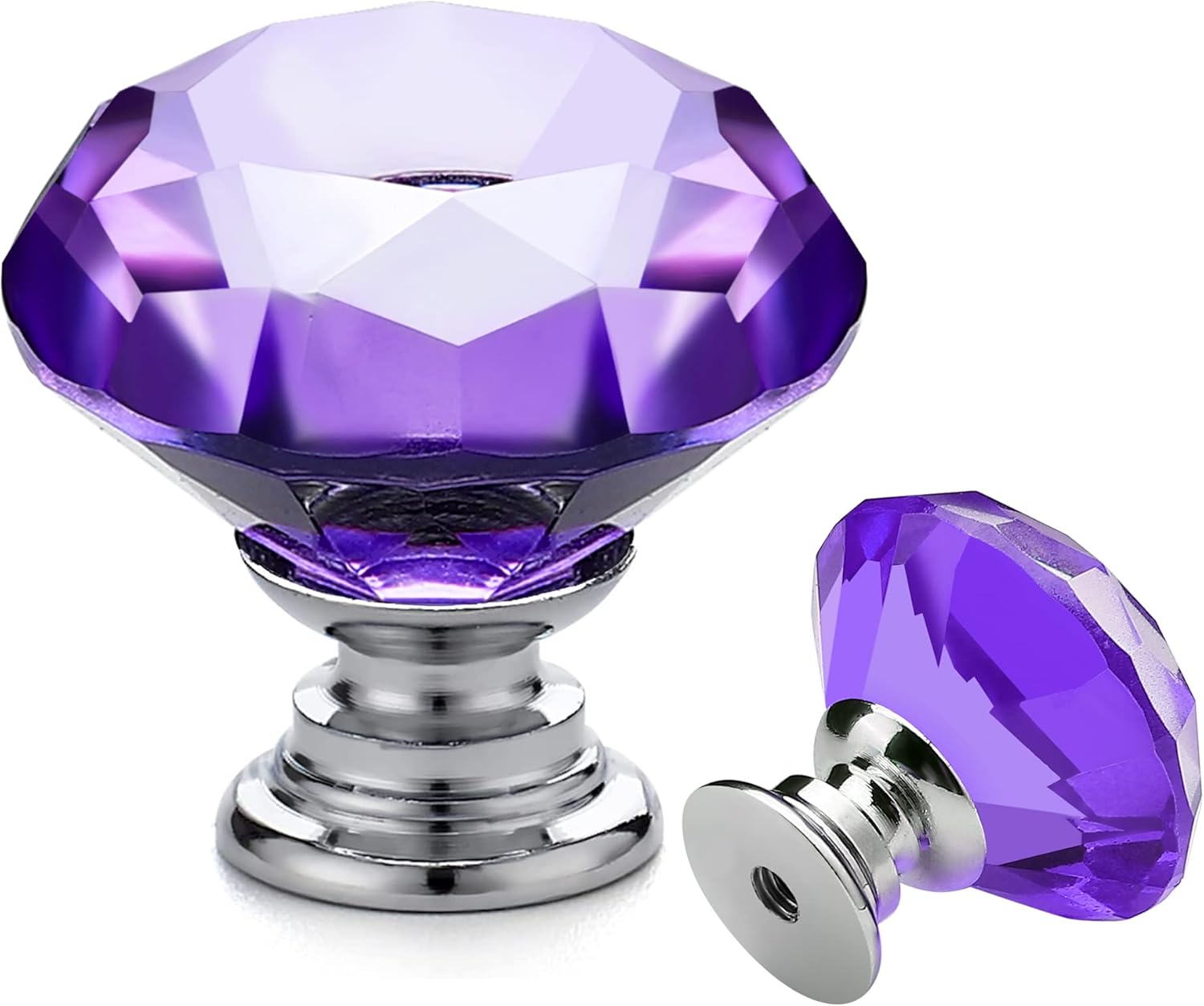 Ravinte 10 Pack Purple Crystal Knobs for Dresser Drawers Glass