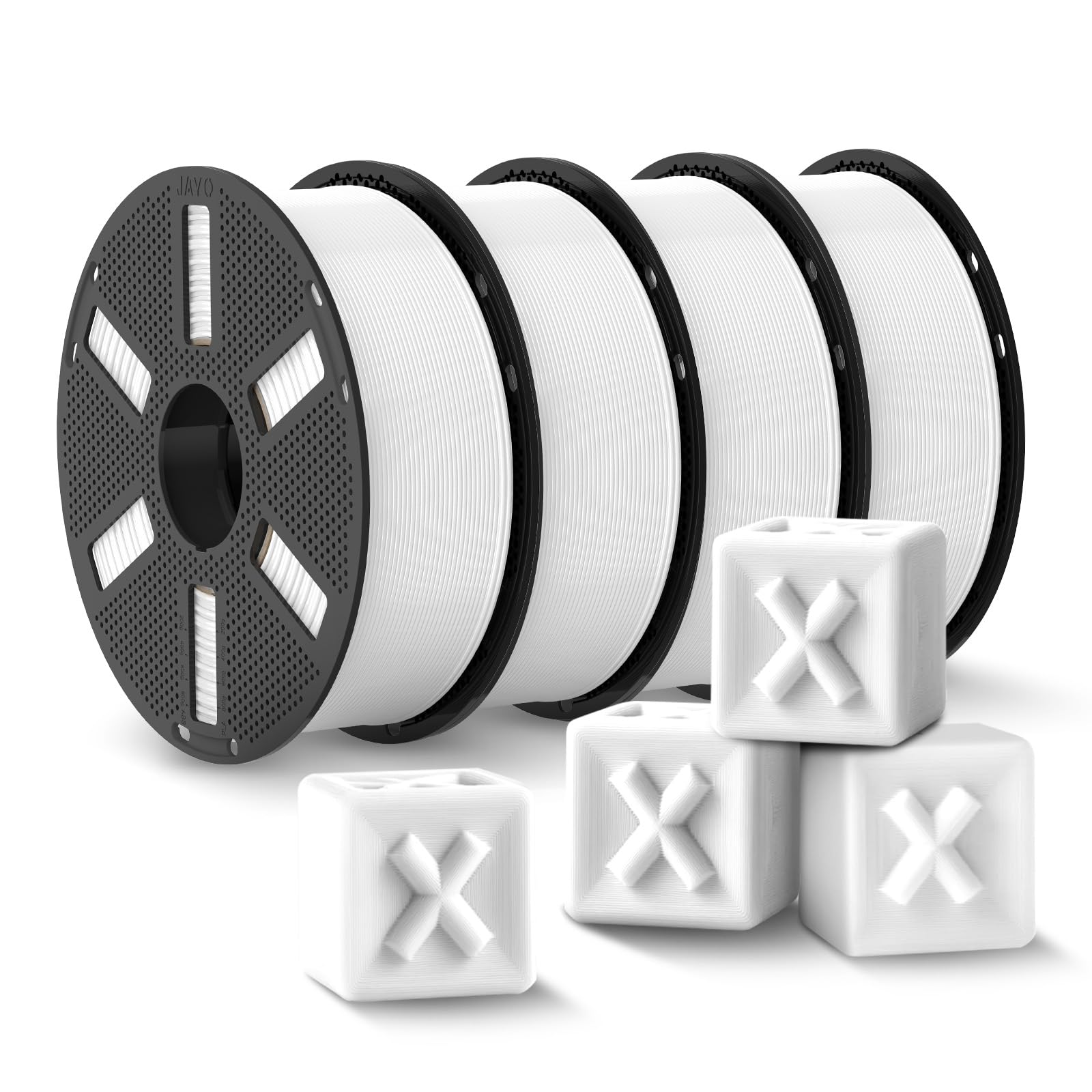 JAYO White PLA Plus (PLA+) 3D Printer Filament 1.75mm, 4-Pack Total 4.4kg