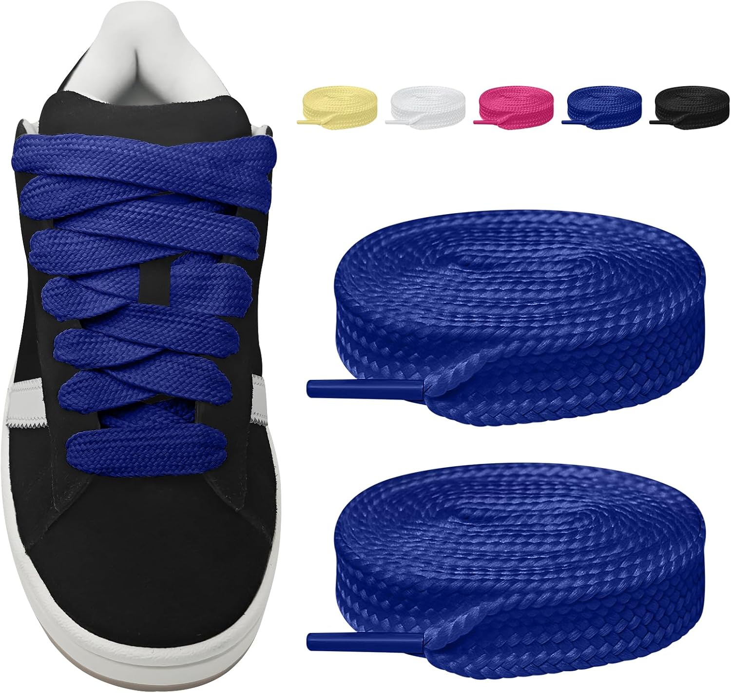 Fat Shoelaces for Adidas Campus 00s,16MM Chunky Thick Flat Wide Jumbo Replacement Laces for Sneaker shoes thumbnail