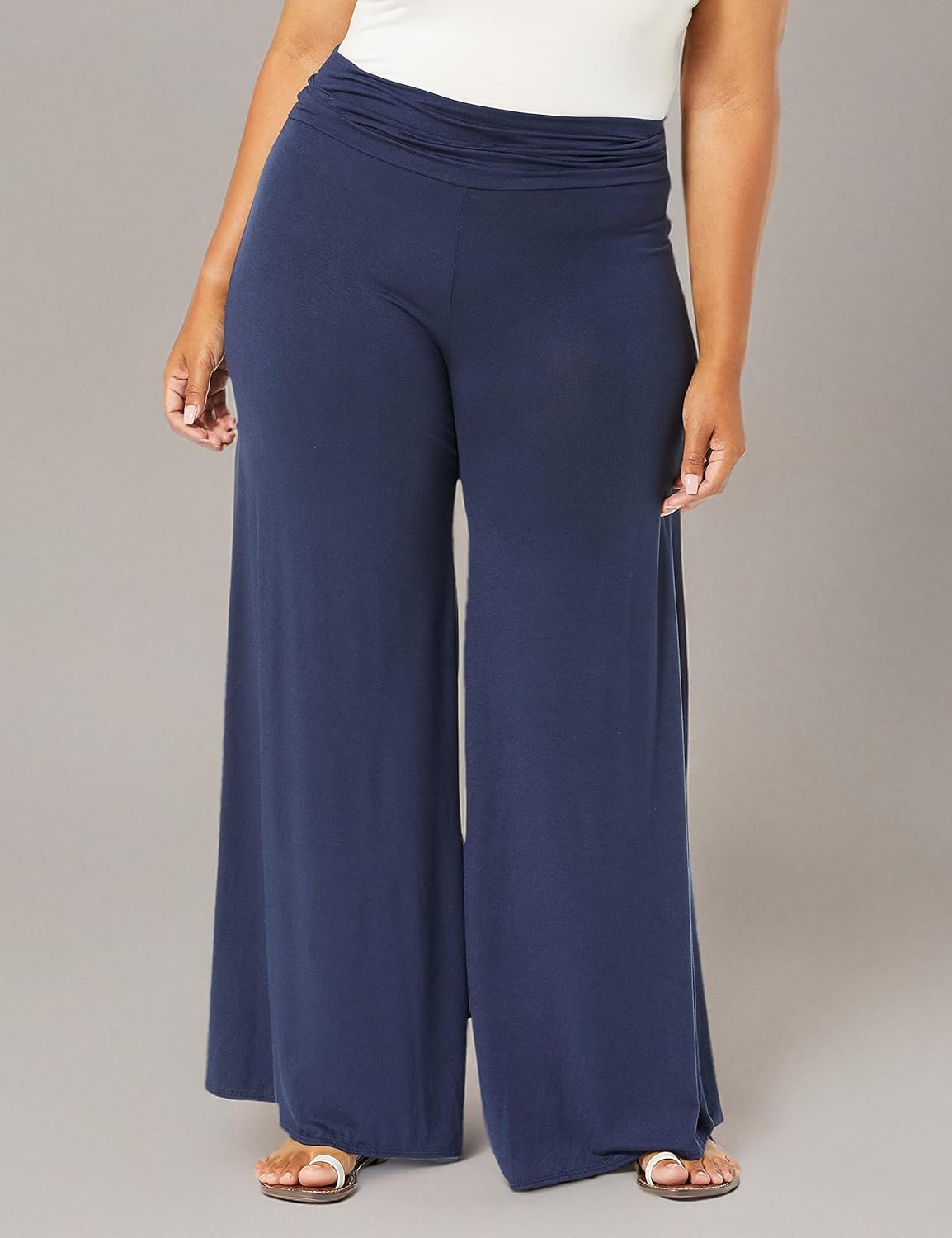 Star Vixen Womens Plus-Size Stretch Rayon Jersey Wide-Leg Palazzo Pant - Image 3