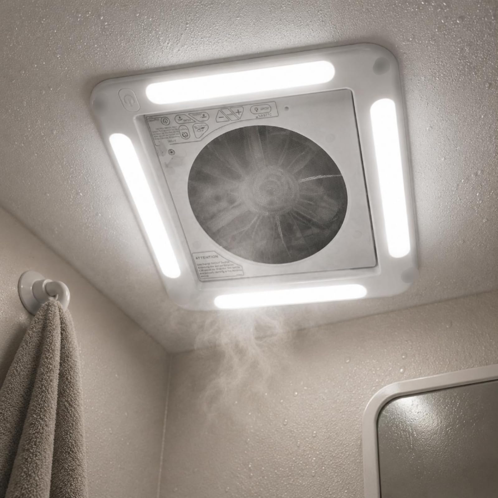 Dispositivo de Ventilación Ventilador de Techo para Claraboya Extractor con Luz Montaje en Techo Estructura Rejilla Adecuado para Interiores en Carretera