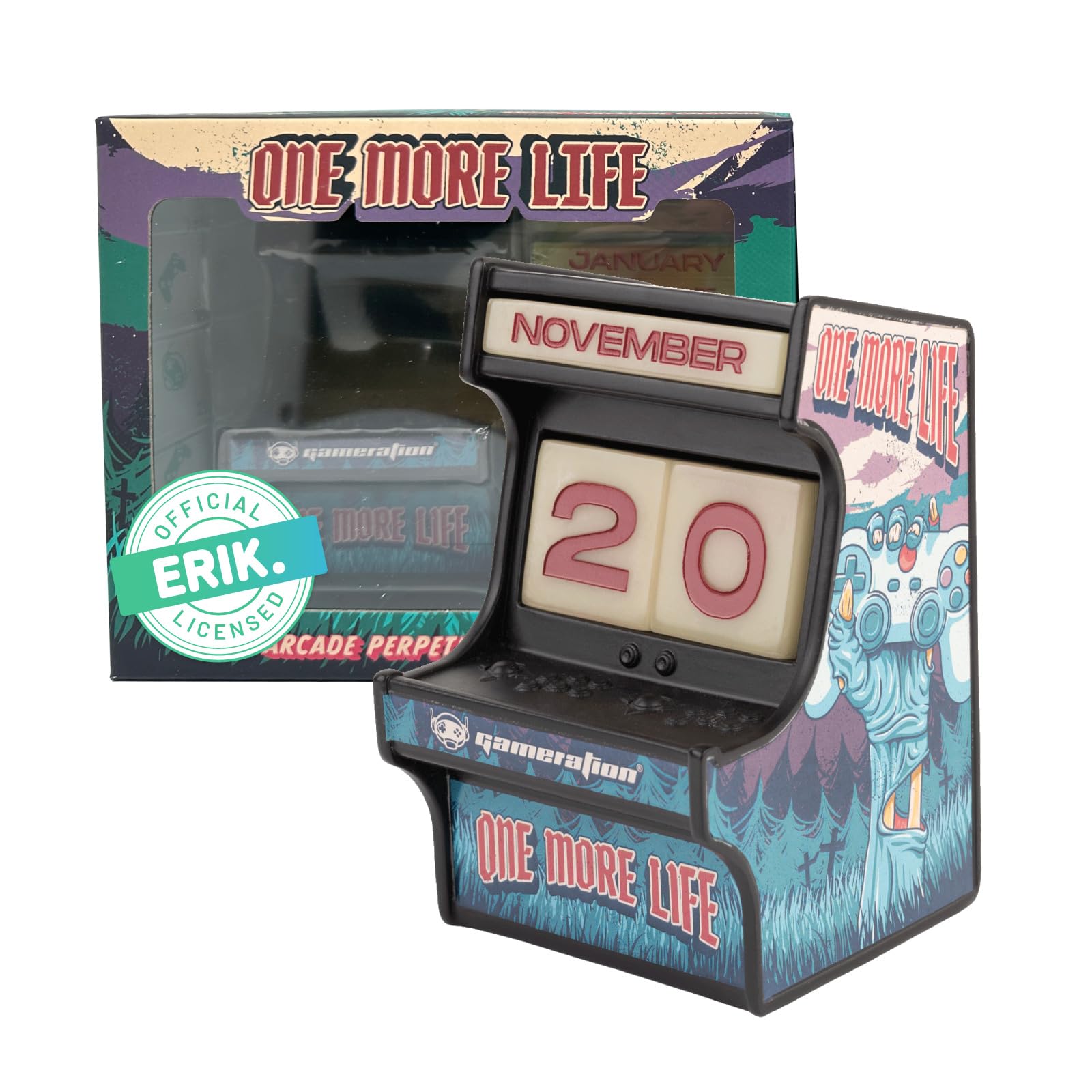 Grupo Erik Men's Gameration Perpetual Calendar - Arcade Machine | Desk Calendar, Home Office Desk Accessories, Home Decor Accessories Gaming, Gamer Gifts For