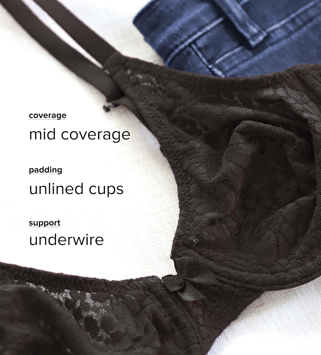 Wacoal Womens Halo Lace Unlined Mid Coverage Underwire Bra, 851205 - Image 5