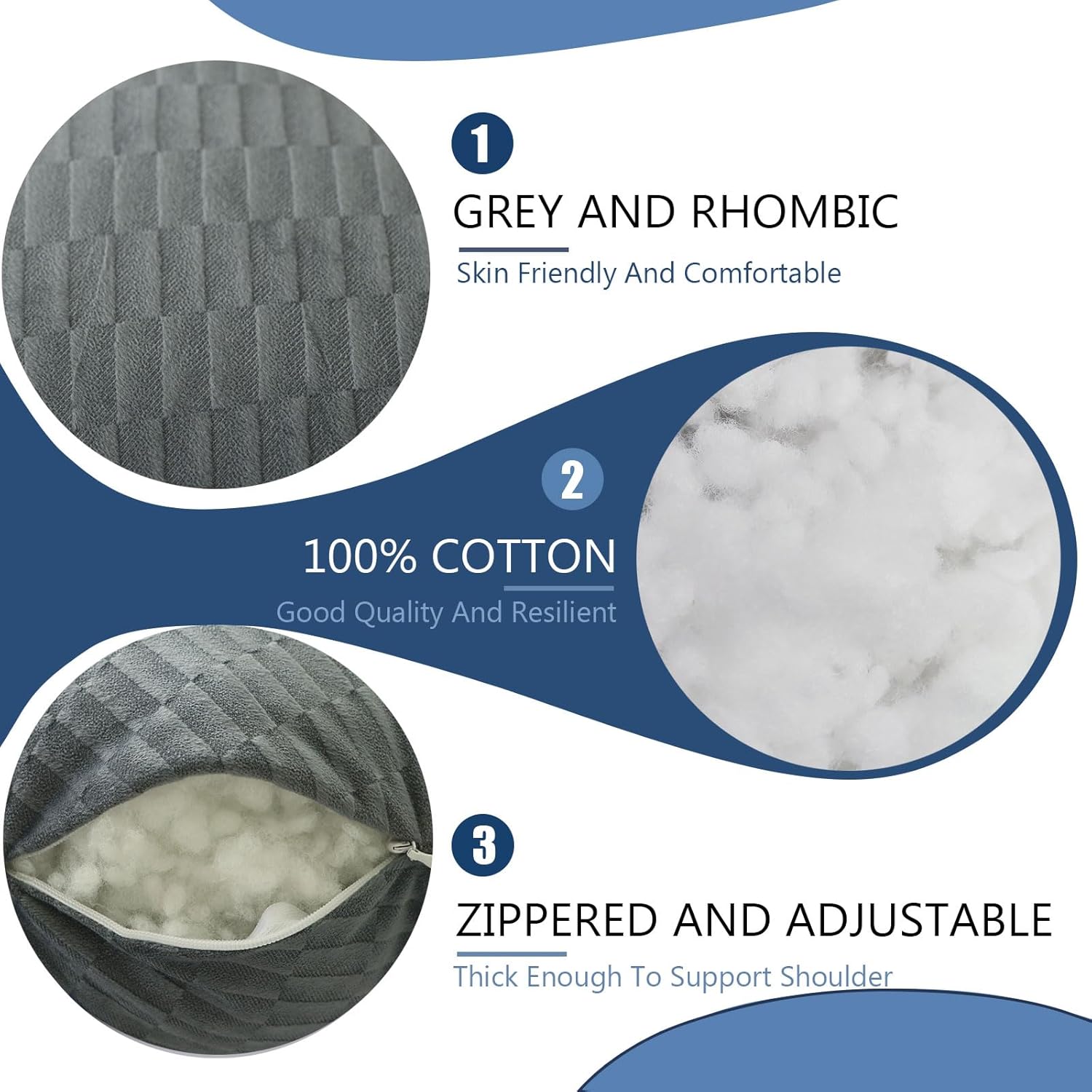 Post Shoulder Surgery Pillow, Shoulder Pillow for Shoulder Pain, Rotator Cuff Pillow, Arm Pillows for Adults After Surgery, Side Sleeper Pillow for Neck and Shoulder Pain Relief (blue with strap) - Image 3