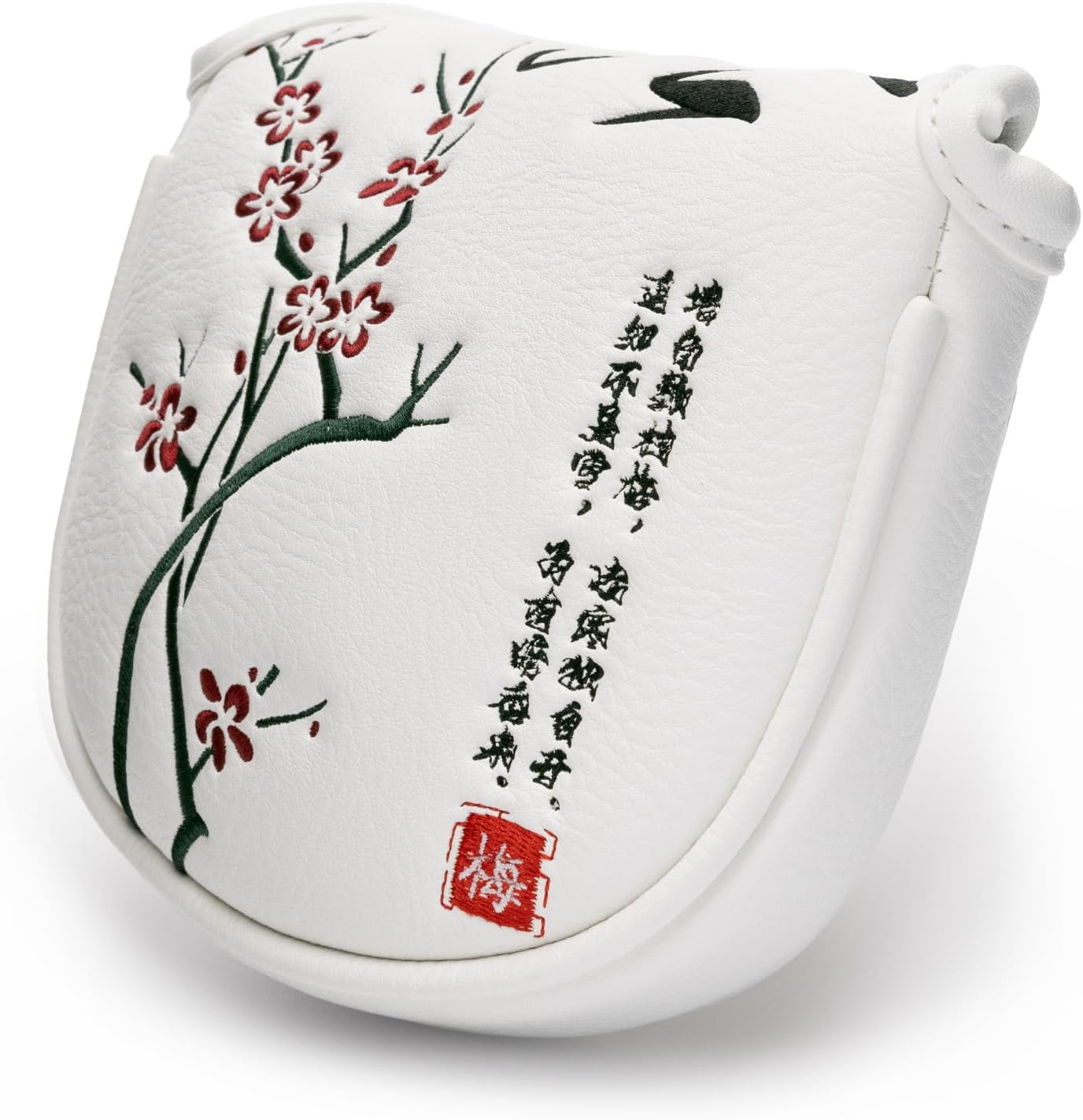 Golf Club Covers, Plum Blossom Golf Head Covers for Drivers, Fairway Woods, Hybrids, Mallet and Blade Putter Golf Headcovers with Advanced Embroidery PU Leather for Most Brand
