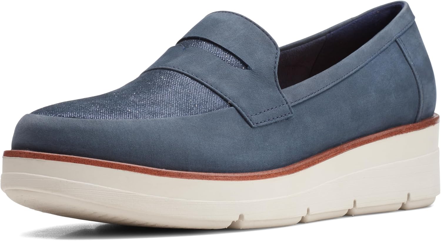 Clarks Women's Shaylin Step Loafer, Navy Combi, 7.5