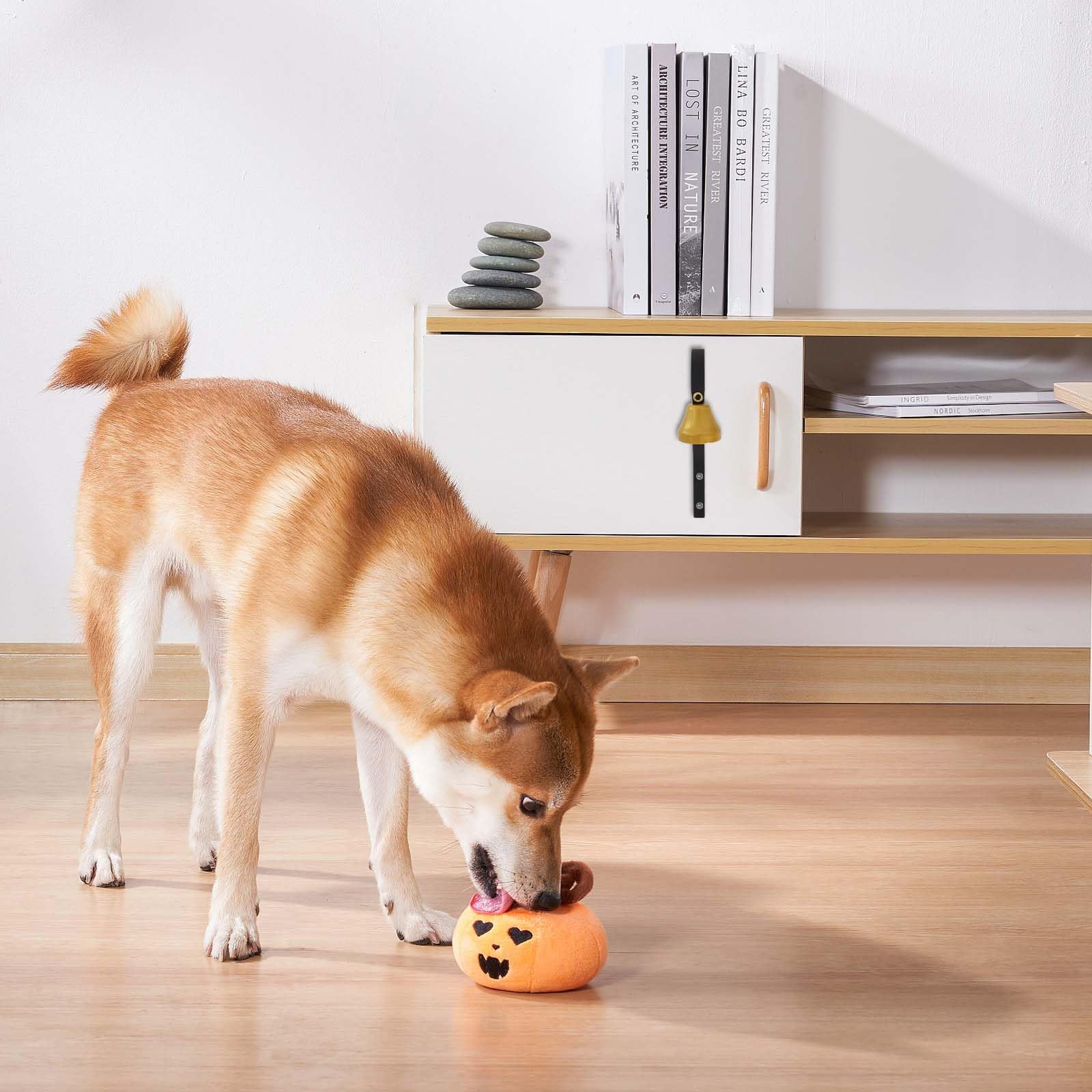 Colexy Campanello Antico Campanello per Negozianti Campanello da addestramento per Cani, Campanello per Porta d'ingresso del Negozio per Decorazione Domestica, Cane vasino (Nero)