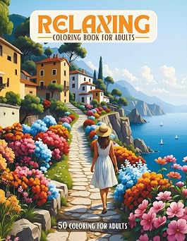 Relaxing coloring book for adults 50 coloring for adults with Beautiful scenes of tranquility.