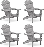 Vista 8 de Juego de 2 sillas Adirondack plegables de madera para exteriores con respaldo premontado, silla de patio de madera para jardín, patio trasero