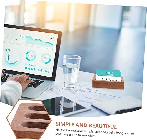 Miniatura 7 de STOBAZA Soporte de exhibición de tarjetas de madera Soporte de letrero Caja de tarjetas de visita Organizador de escritorio