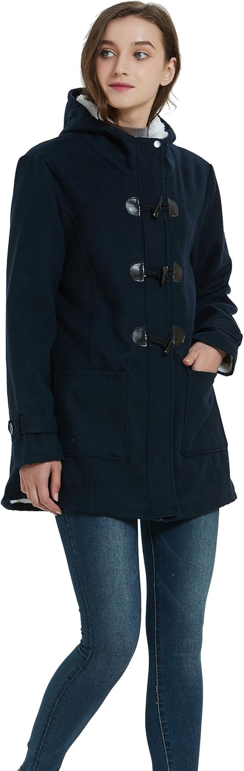 VOGRYE Womens Winter Fashion Outdoor Warm Wool Blended Classic Pea Coat Jacket (7 Days delivery or Refund) (XL, Navy-Thicker) - Image 6