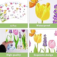 Vista 3 de Spring Tulip Placemats Set of 6 Summer Plastic Place Mats Lavender Table Mats Lavender Tulip Holiday Kitchen Placemats for Indoor Outdoor Spring