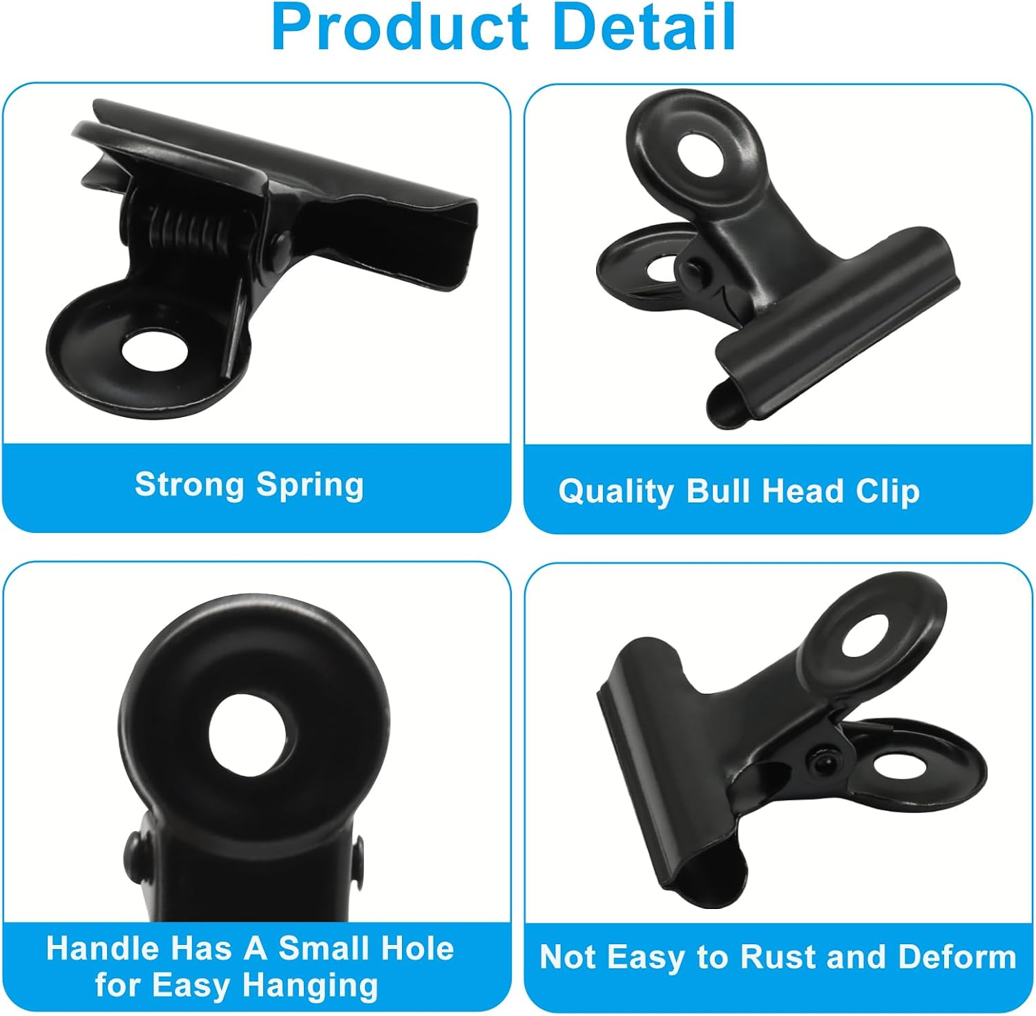 Bonsicoky Black Bulldog Clips, 1.2 inch / 30mm, 30 Pack image 5