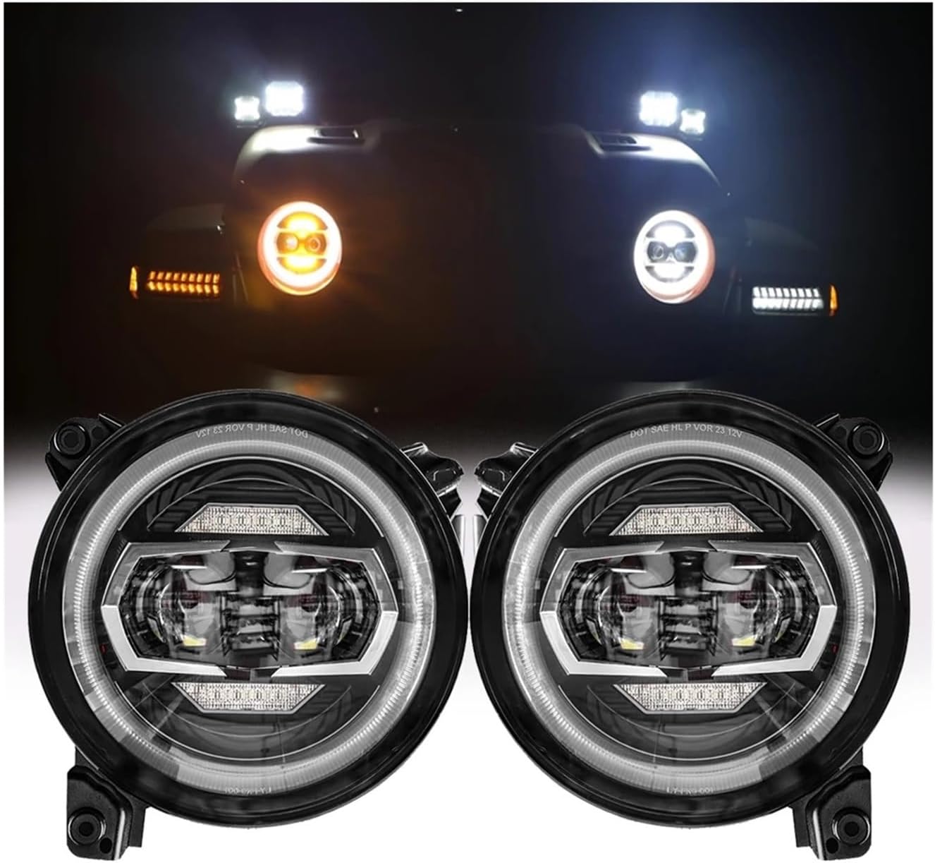 JKラングラー用 JLルック イカリングライトセット ブラック塗装済み