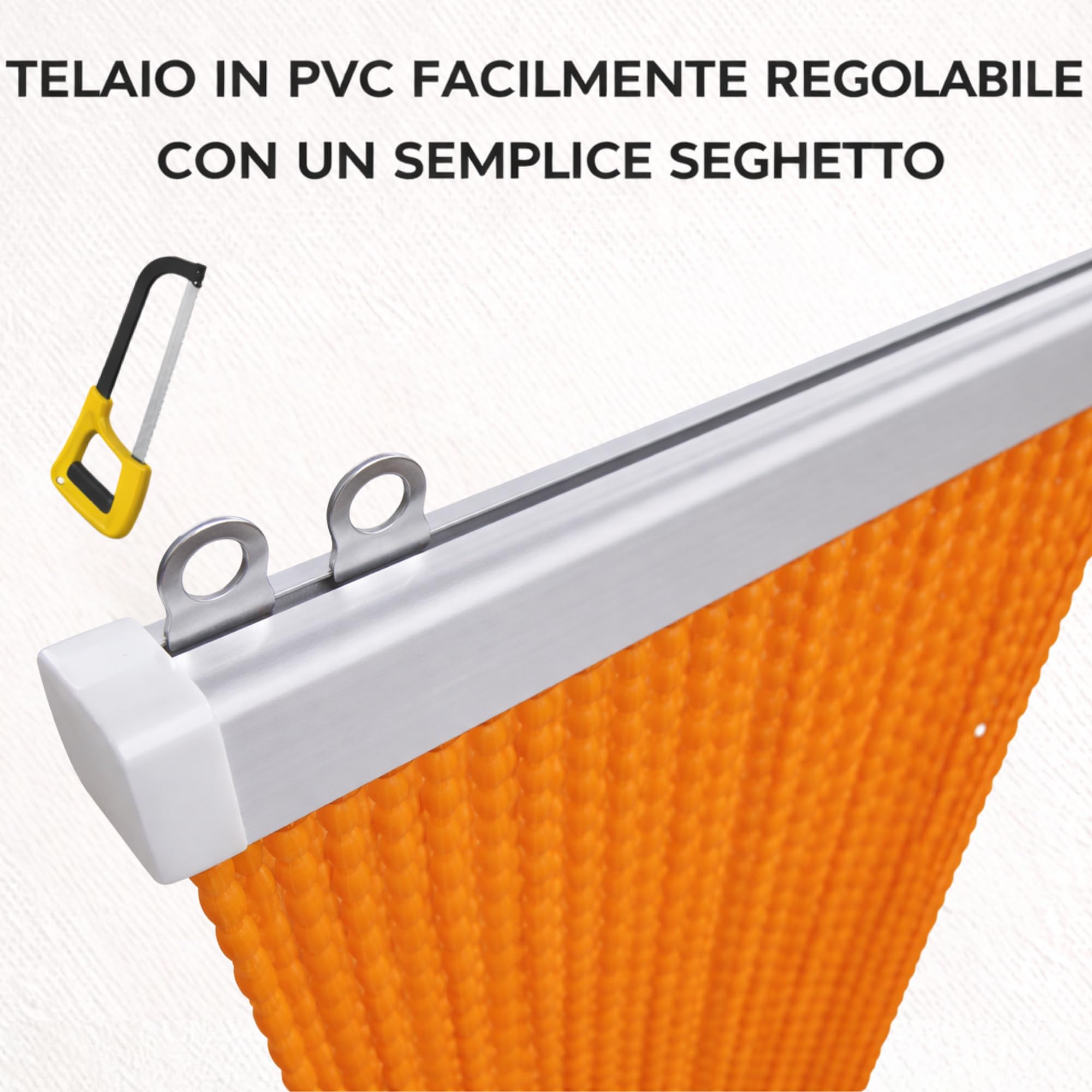 Tenda a Pannello, Moschiera con Frange a Fili Regolabili Morbidi - Antirumore, Antizanzare e Mosche - Comodo Passaggio Animali Domestici Telaio in PVC Viti e Tasselli Inclusi (RUGGINE, 100X220)