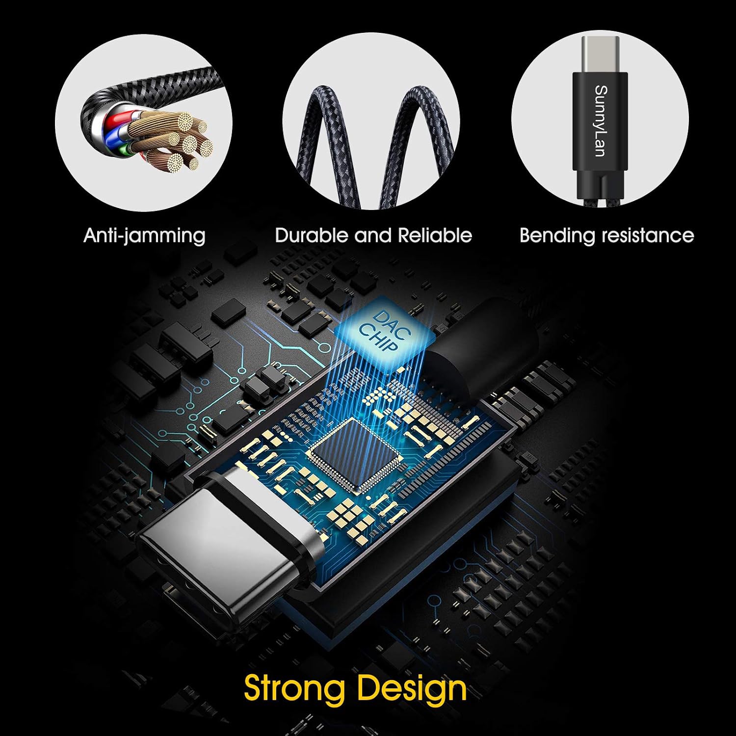 SunnyLan USB C to 3.5mm Headphone and Charger Adapter, 2-in-1 USB C to AUX Mic Jack with USB C PD 60W Fast Charging,Compatible with Galaxy S23 S22 Note 20 S21 Ultra S21+ FE, Pixel 5/3/4 XL (Black)