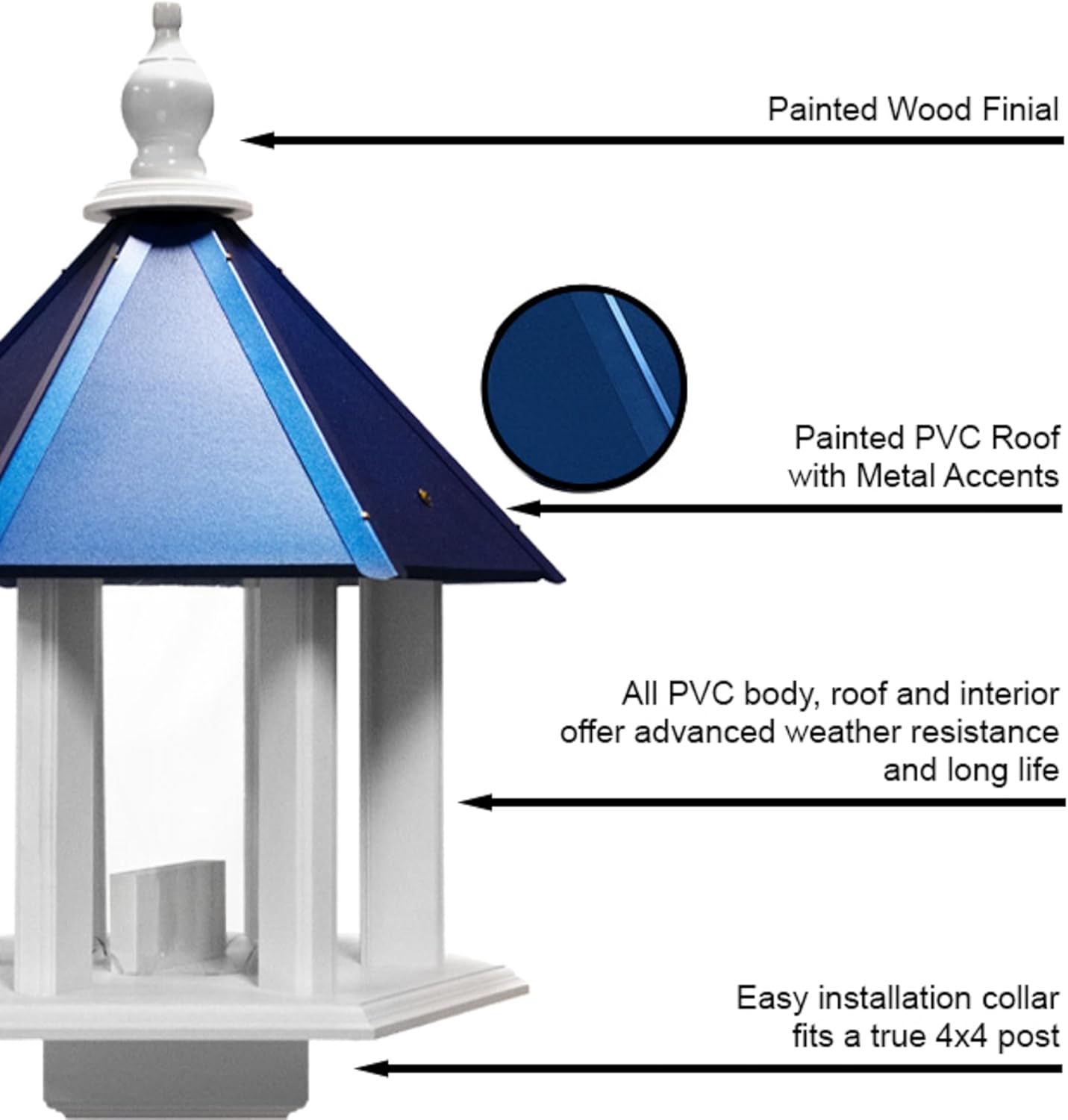 Wing & A Prayer Azalea Bird Feeder, Cobalt Blue Roof