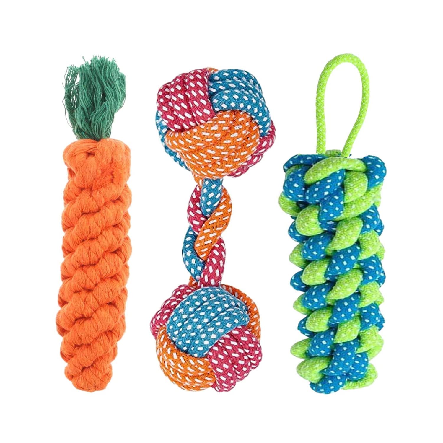 JAPIN Combo of 3 Durable Pet Teeth Cleaning Chewing Biting Knotted Small Puppy Toy-Multi Color (B09KBB5RKS) Amazon Price History, Amazon Price Tracker