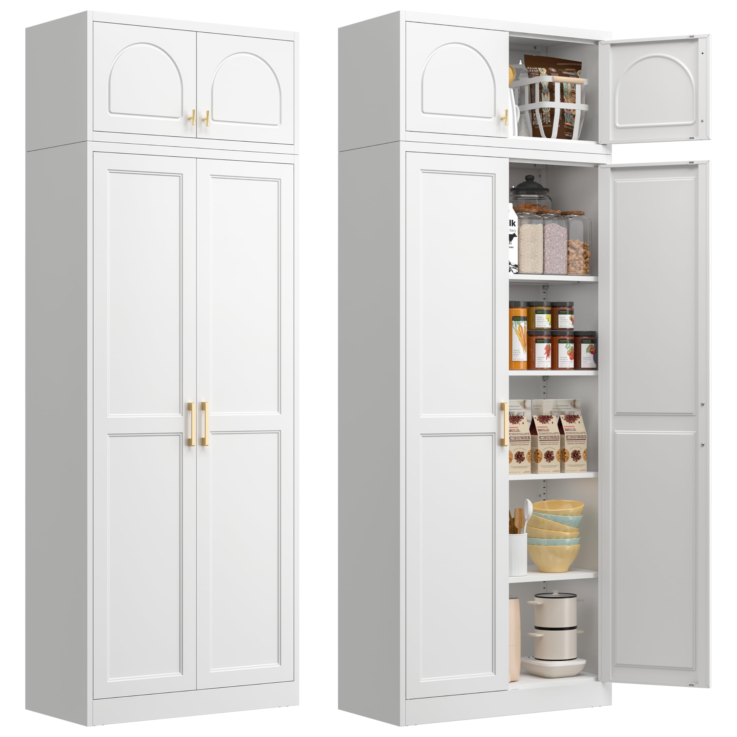 Polup Kitchen Pantry Cabinet, 86" Tall Metal Storage Cabinet with Doors