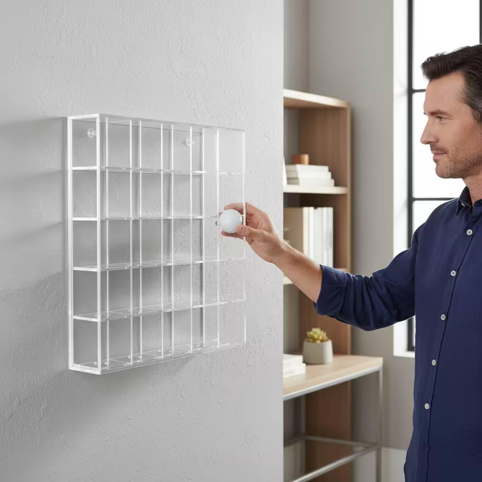 Baoblaze Vitrina para Pelotas de Golf Caja Expositora Soporte Organizador Estante Fabricada en Acrílico Transparente con Panel Frontal Deslizante Adecuada para , 9 Rejillas
