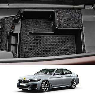 CDEFG Centre Console Organiser Compatible with BMW 5 Series G30 G31 G38 Facelift 2020+ Armrests Storage Box Armrest Glove Box Storage Car Centre Console Tray Interior Accessories (Black)